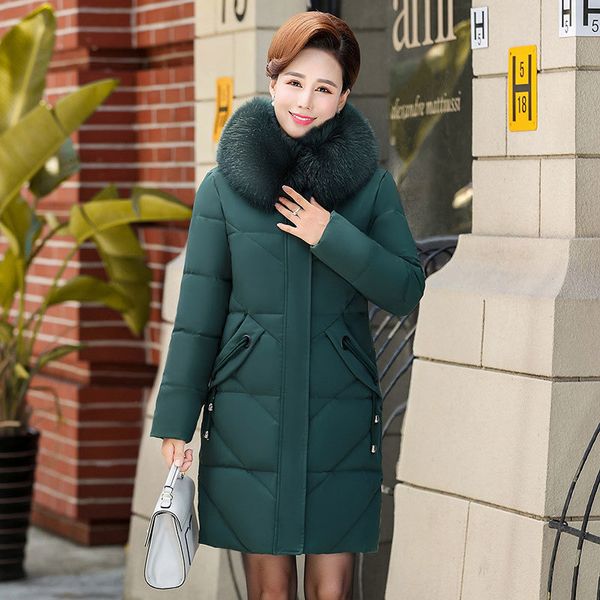 

Women's Down & Parkas Women Colorful Fur Collar Long Hooded Oversize Winter Coat Thick Warm Jacket Cotton Padded Wadded 3D Big Pocket NVYR, Black