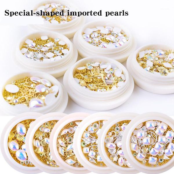 

1box nail art decorations abalone shell irregular fragment 3d charm rhinestones slice diy decals for uv gel pearl1, Silver;gold