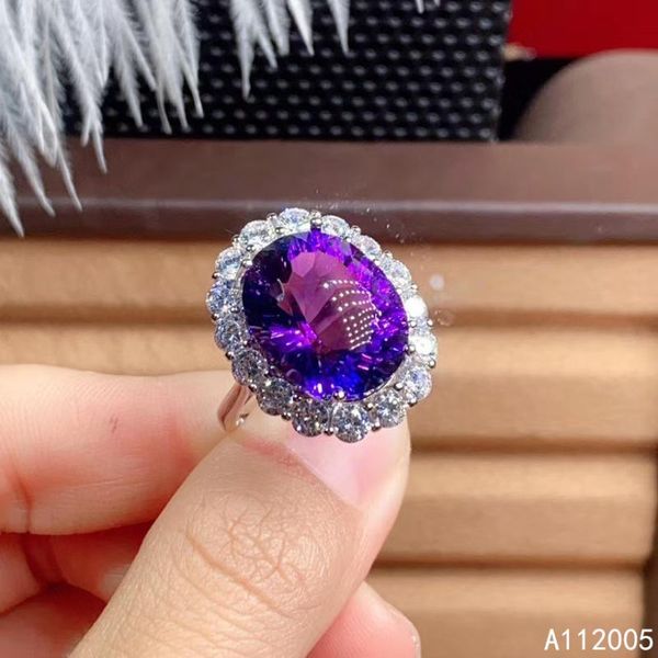 

cluster rings kjjeaxcmy fine jewelry 925 sterling silver inlaid amethyst gemstone female ring elegant selling, Golden;silver