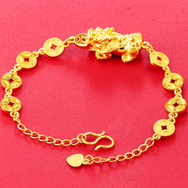 

link, chain 2021 gold jewelry fashion grade pixiu men's and woman's bracelet quality good faded brave troops brass bangle, Black