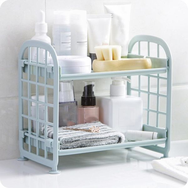

hooks & rails plastic deskshelf 2 tier holder tanding durable bathroom storage rack makeup organizer table sundries