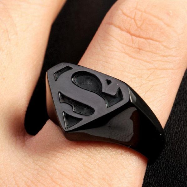 

cluster rings cool black men's symbol 316l stainless steel ring, Golden;silver