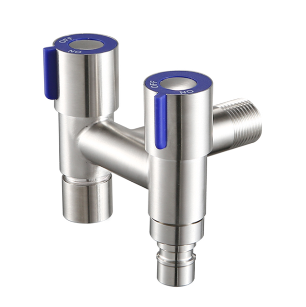

bathroom sink faucets g1/2 304 stainless steel multi-function faucet, one into two out dual control wash machine tap three-way toilet triang