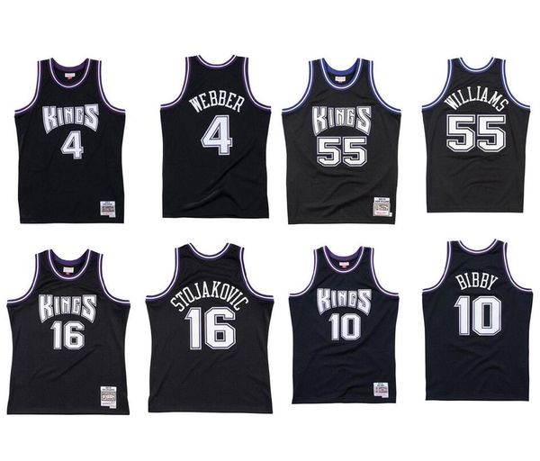 

custom stitched basketball jersey men women youth s-6xl 4 webber 10 mike bibby 16 peja stojakovic 55 williams black mitchell&ness 2000-01 cl, Black;red