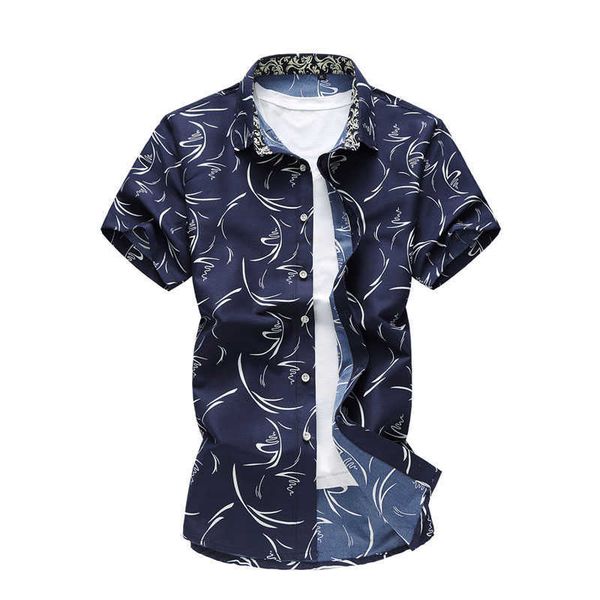 

summer big size men shirt 5xl 6xl 7xl male casual print short sleeve shirt beach shirts for men men's clothing 210528, White;black