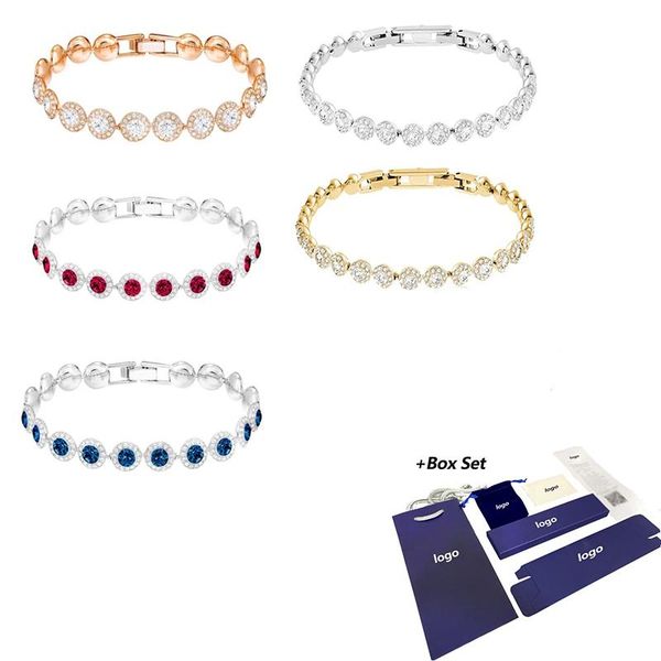 

chains fashion swa original bracelet shining blue red transparent crystal mother's girlfriend's high quality, Silver
