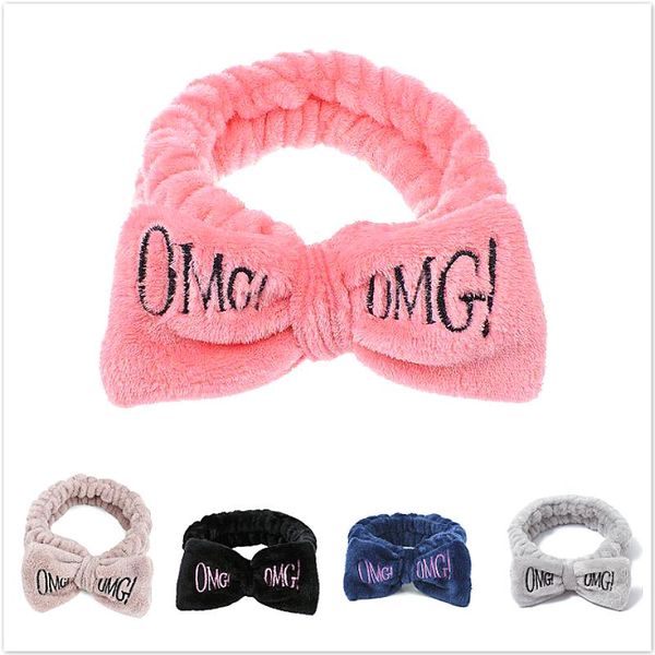 

bathroom letter coral fleece soft bow headbands women girls cute hair holder hairbands bands headwear accessories shower caps