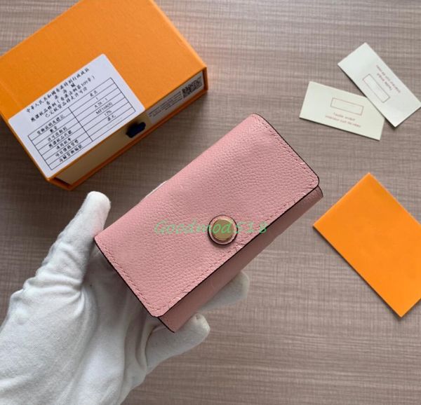 

lady 7 candy colors key purse pouch damier canvas wallet women's 6 key holder coin purses embossing leather card holders serial number, Red;blue