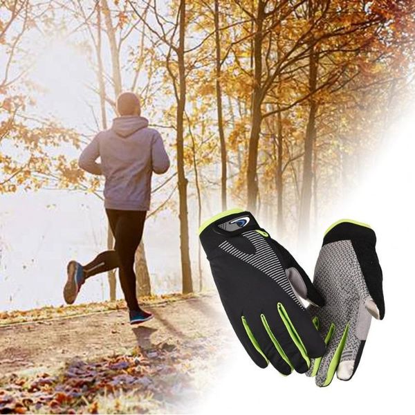 

cycling gloves 1 pair full finger breathable touch screen ice silk antiskid for climbing outdoor sports travel, Black