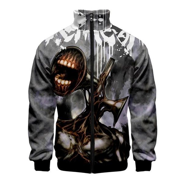 

women's jackets personality siren head 3d printing men/women stand-up collar zipper hoodie casual sweatshirt autumn fashion h, Black;brown