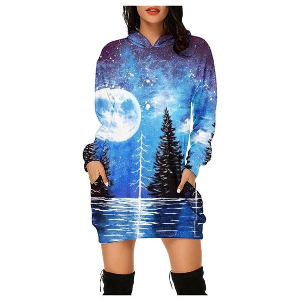 

casual dresses y2k for women hoodies sweatshirts dress fashion prints bag hip pocket long sleeves vestito da donna, Black;gray