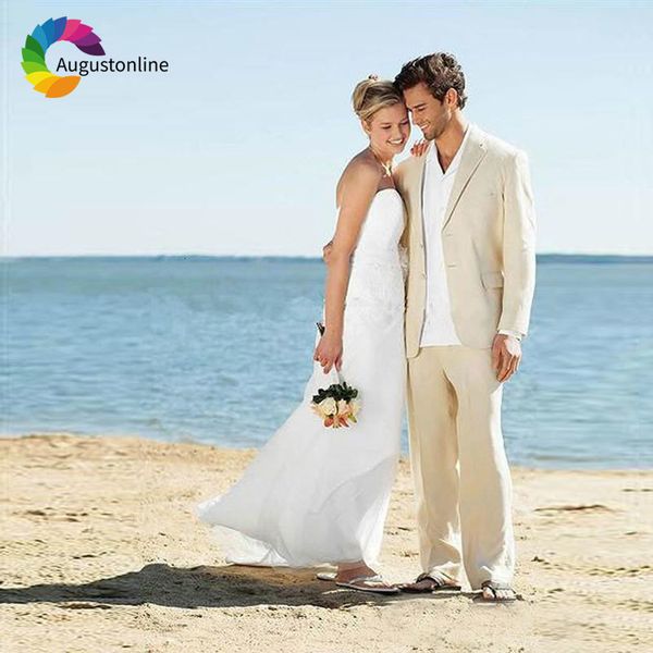 

men's suits & blazers casual khaki beige linen men beach wedding suit pants 2piece slim fit man jacket latest designs prom we, White;black