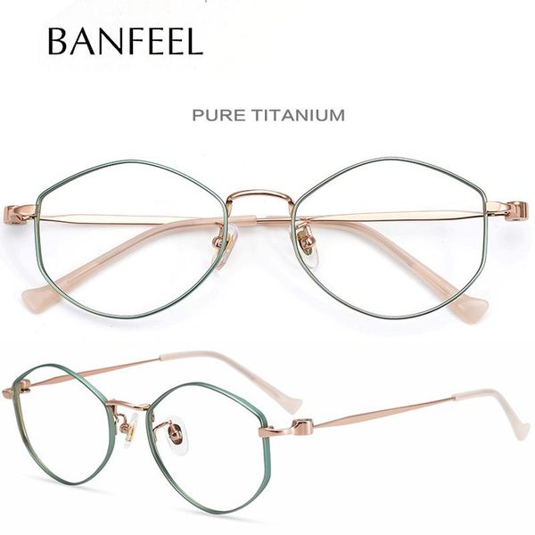

fashion sunglasses frames pure titanium glasses frame men ultralight polygon myopia rhombus optical prescription eyeglasses female eyewear, Black