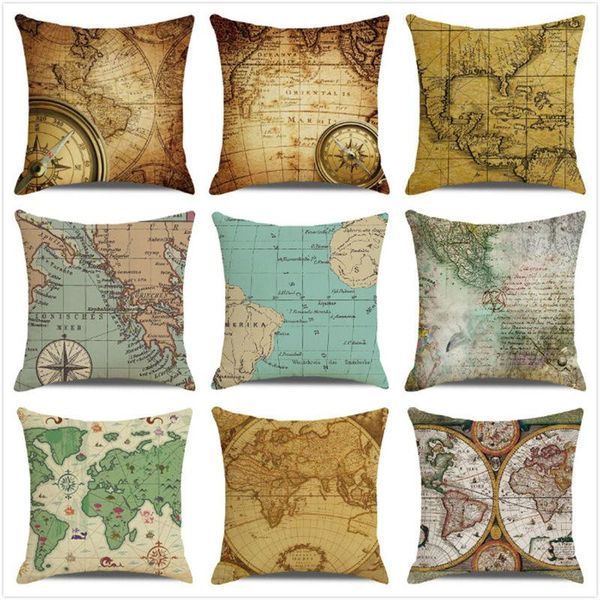

cushion/decorative pillow wholesale 45cm*45cm vintage navigation map linen/cotton throw covers cushion cover home decor pillowcase
