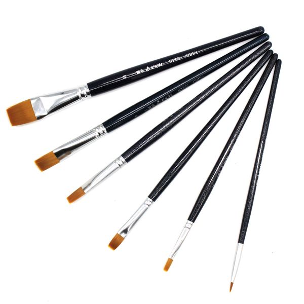 

Professional Nylon Flat Brushes Short rod Artists Oil Acrylic Watercolor Brush 6 pcs Set For Art Supplies DIY Drawing Material, Default color