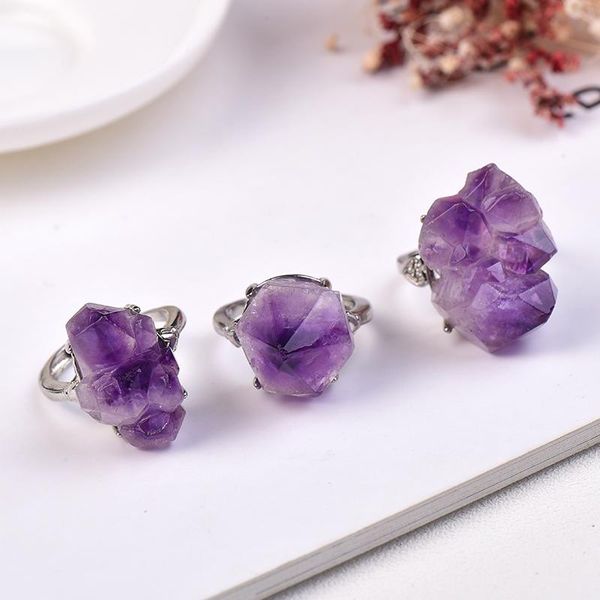 

decorative objects & figurines 1pc natural gem amethyst vintage lady quartz jewelry adjustable wedding engagement ring increase charm for wo