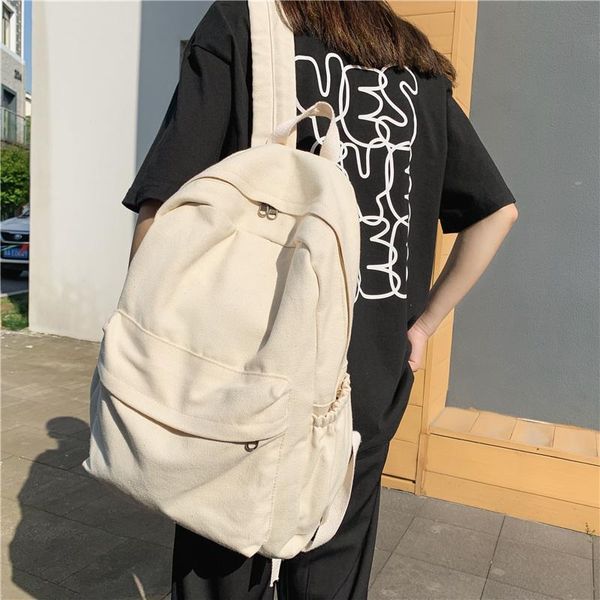 

backpack women canvas simple design student bookbag for college femal shoulder bag rucksack girl travel schoolbag lapmochila