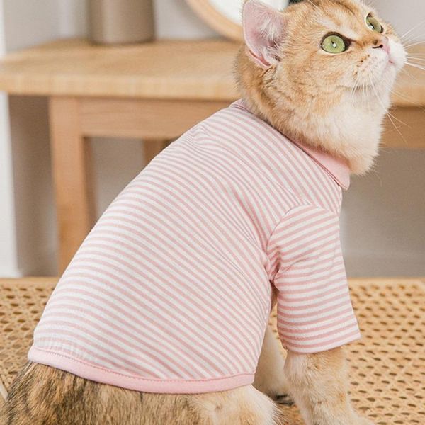 

cat costumes spring autumn pet dog clothes breathable striped t-shirt for small medium chihuahua puppy kitten clothing