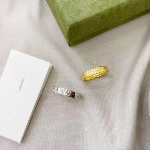 

zhigujia s925 silver hollow out double g couple ring, Golden;silver