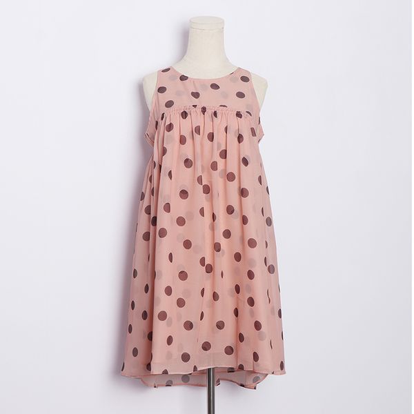 

pink o neck polka dot mini tank sleeveless dress sweet summer zipper d1375 210514, Black;gray