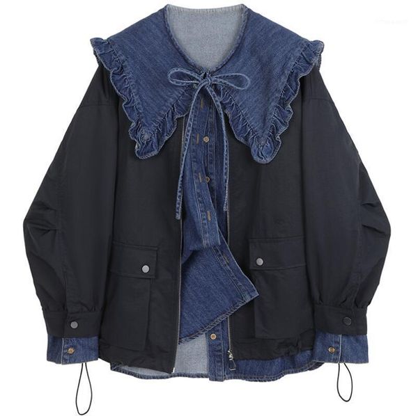

women's jackets fashion coat female loose korean autumn and winter sports casual + cowboy clothes, Black;brown