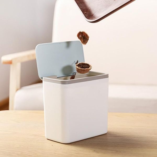 

simple square mini trash can deskbasket household table plastic office supplies bin debris bucket box storage baskets