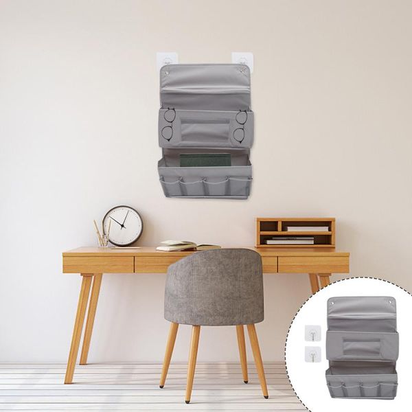 

set of wall-mounted hanging pouch sundry bag with punch-hooks (grey) storage bags