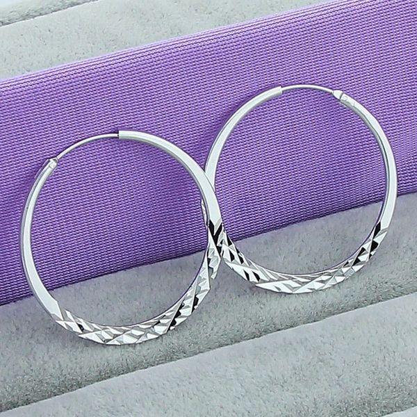 

wholesale fine 925 sterling silver 5cm round circle hoop earrings for women bohemia wedding engagement party jewelry, Golden