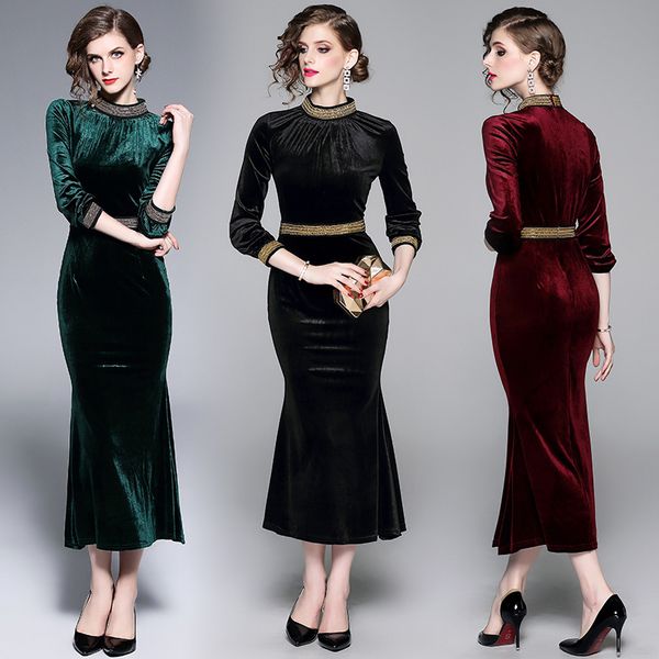

boutique dress veet autumn / winter 2021 heavy industry beaded slim long skirt with buttocks and gentle style, Black;pink