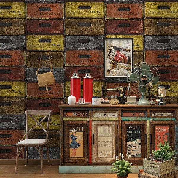 

retro pvc wall paper roll waterproof cover industrial commercial decor wallpapers