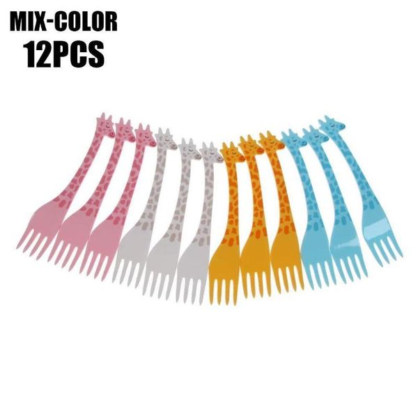 

forks 12pcs/set tableware kitchen tool gadgets fruit snack salad toothpick giraffe picks shape desert cartoon w5e3