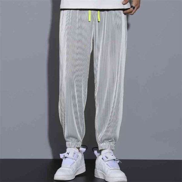 Verão Masculino Calças de Calças de Ice Moda Casual Trend Micro-elástico Conforto Três cores de M para 4xL 210715