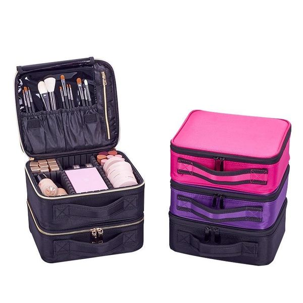 

mini travel storage partition cosmetic bag multifunctional portable case small double layer toiletry bags & cases