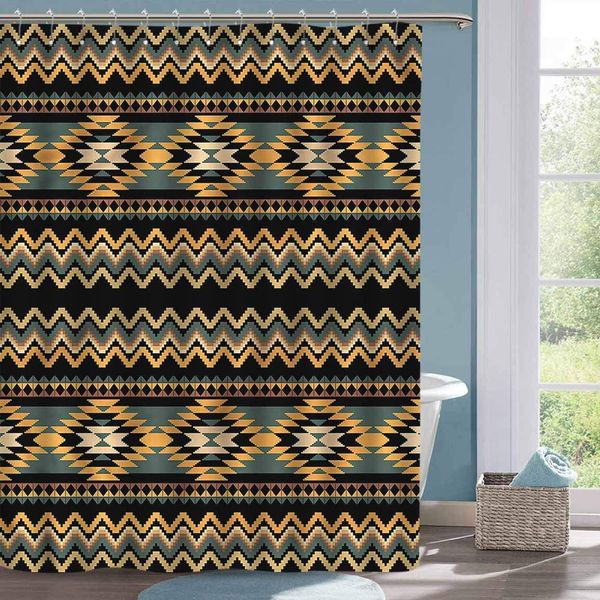 

grey shower curtain aztec geometric indigenous borders large shower curtain w55 xl72