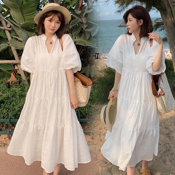 

maternity dresses 78873# clothes summer short sleeves easy matching loose stylish a line dress pregnant women mom, White