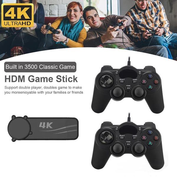 

game stick with controllers and cables pk-08 4k high-definition tv port for retro built-in 3500 & joysticks