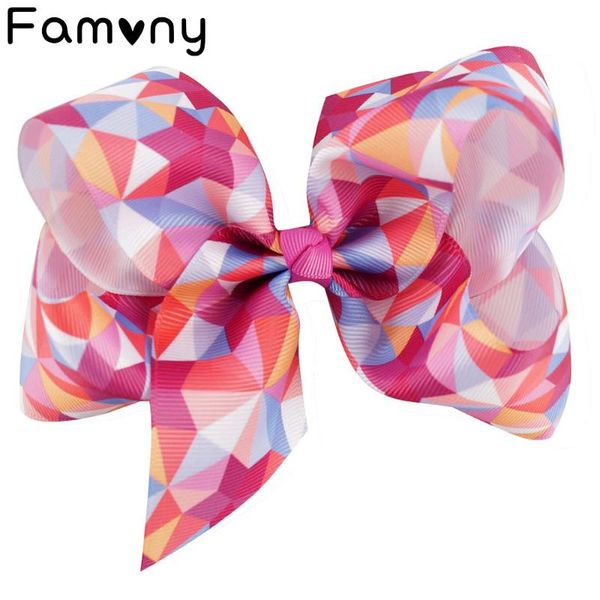 

hair accessories 5" rainbow ribbon bows for girls handmade knot children clip hairgrips kid's headwear, Slivery;white