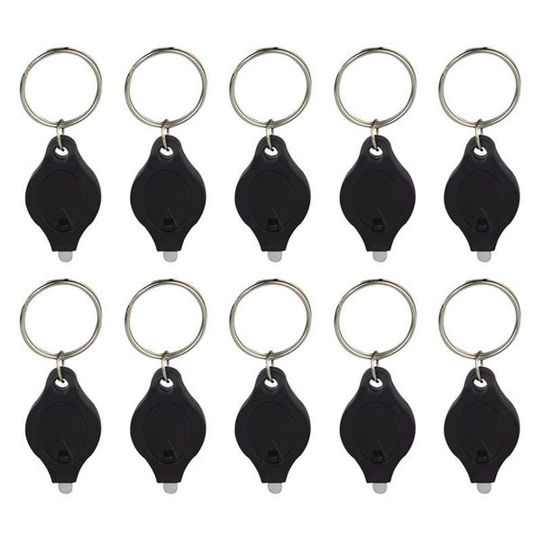 

flashlights torches 4/10pcs plastic led keychain ultra bright key ring mini light torch for purse bag car (black shell white ligh