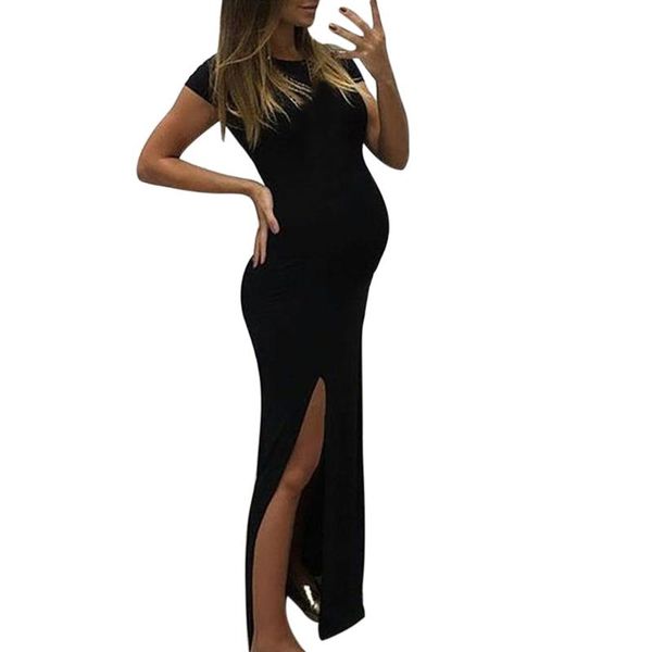 

maternity dresses open fork dress woman solid color bodycon fashion pregnancy women nursing clothes summer pregnant robe femme, White