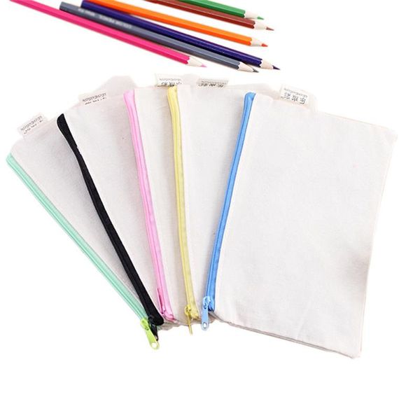 

pencil bags canvas zipper bag blank diy craft school kawai cosmetic pen file holder multifuncional makeup pouches travel storage