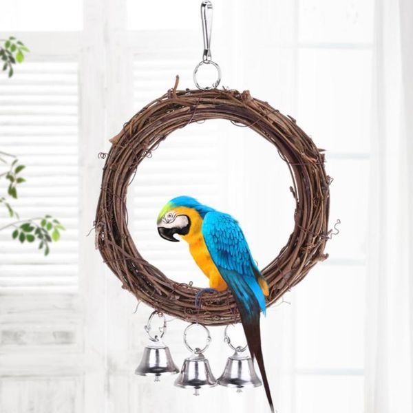 

other bird supplies wooden parrot toy stand playing rack swing wood ring hanging toys with bell accessories