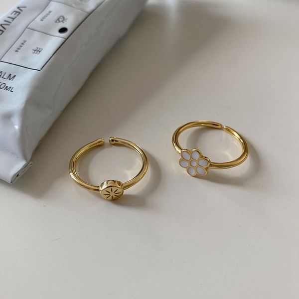 

cluster rings suniangon 925 sterling silver ring small flower star 18k gold for women elegant fine jewelry korean niche wild wedding, Golden;silver