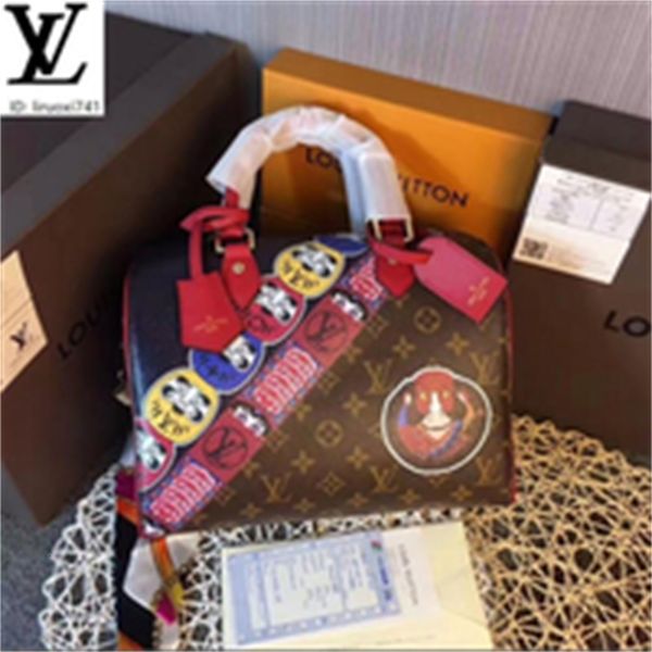 

brand designer luxury l7l9 m40281 red old floral doodle pillow bag women handbags iconic bags handles shoulder bags totes cross body bag