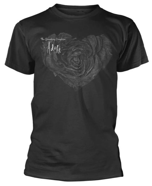 

official smashing pumpkins t shirt black rose mens punk rock metal tee, White;black