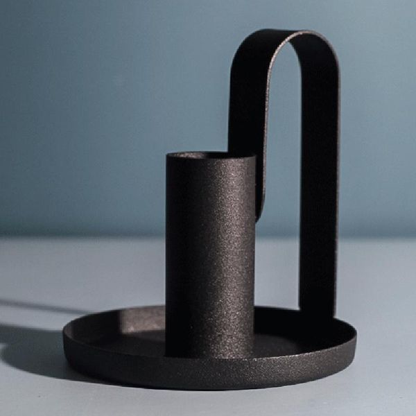 

2pcs candle holders small stand holder black simple retro candelabrumchamberstick candlestick