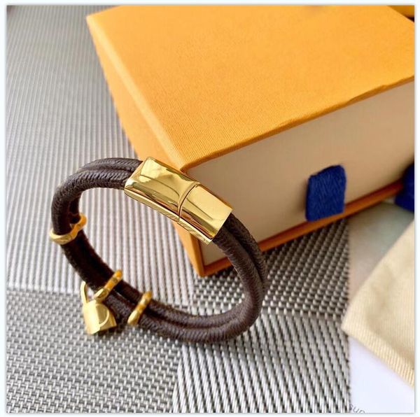 

fashion classic round brown pu leather bracelet with metal lock head in gift retail box stock sl05, Golden;silver