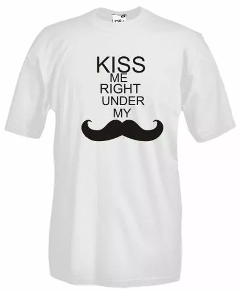 

grid j43 kiss me right under the moustache, ironic t-shirt, White;black