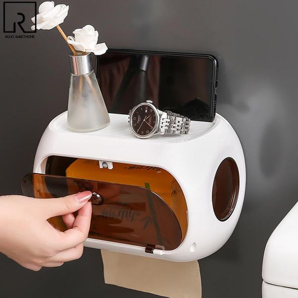 

toilet paper holders white plastic roll holder tray bathroom storage rack waterproof tissue box punch wc organizer home accessories