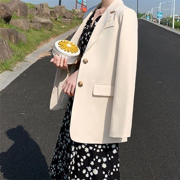 

office blazer women jacket 2021 korean all-match spring autumn elegant slim ladies suits outwear solid female casual blazers women's &, White;black