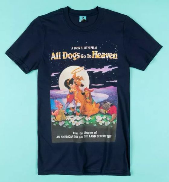 

all dogs go to heaven navy t-shirt, White;black